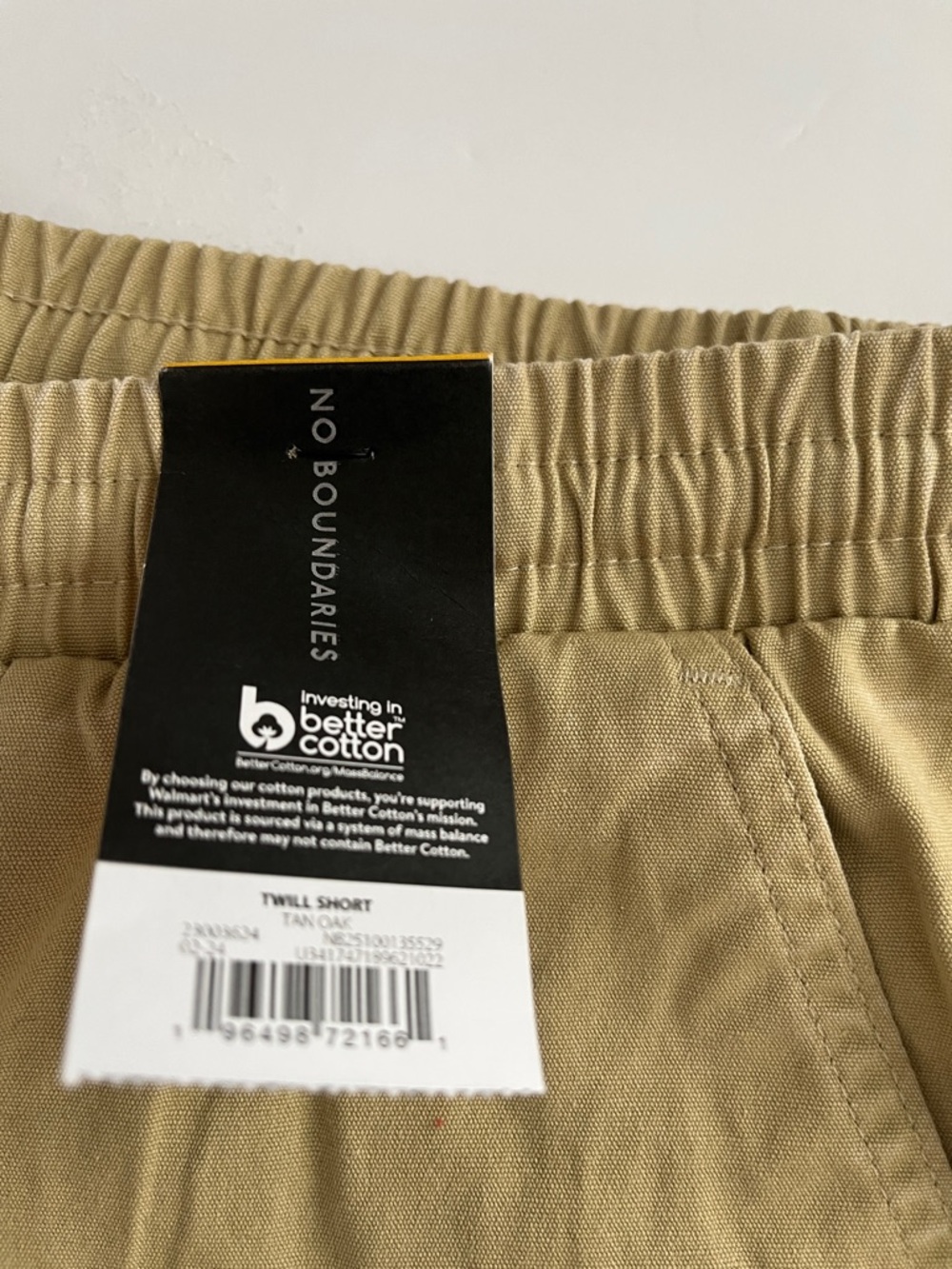 No Boundaries Men's Tan Drawstring Flat Front Shorts Size 36